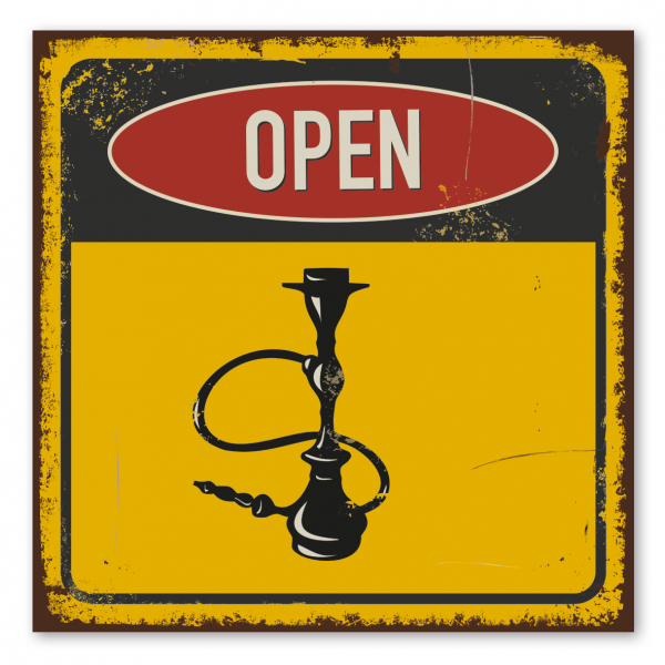 Retroschild / Vintage-Schild Open - Shisha