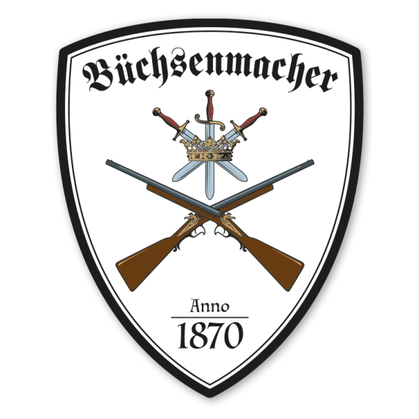 Zunftwappen Büchsenmacher mit Zunftnamen, Gründungsjahr oder Ihrem Wunschtext - Maibaumschild - Wappen W