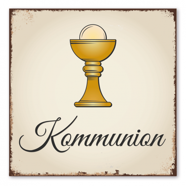 Schild für Kommunion – mit Hostienkelch (Ziborium) – Retroausführung