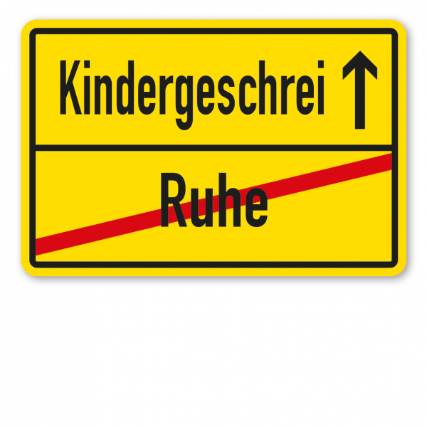 Hochzeitsschild Ortsschild mit einem Pfeil – Ruhe - Kindergeschrei