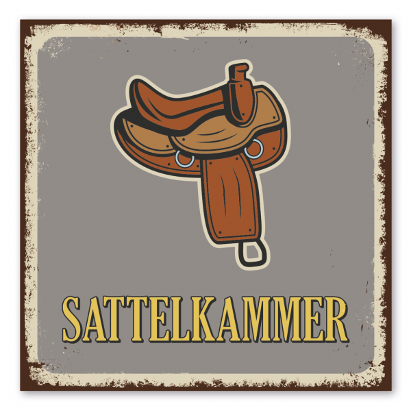 Retroschild / Vintage-Schild Sattelkammer - Pferdeschild - Stallschild