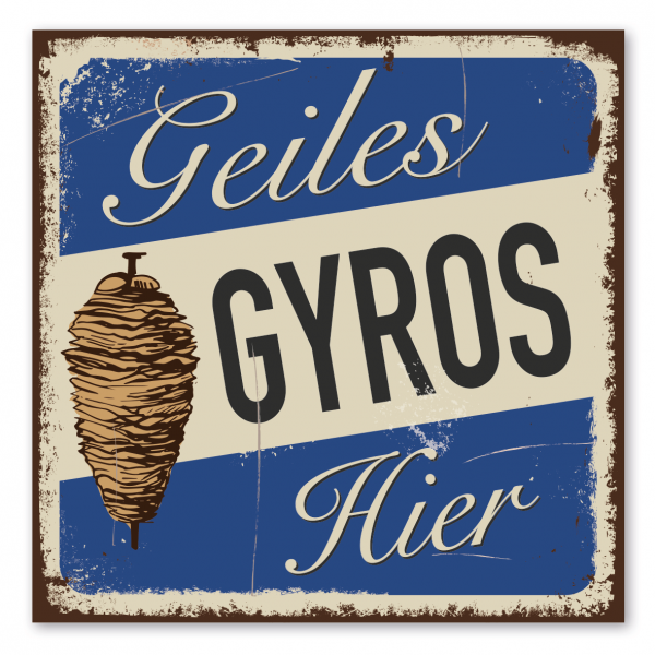 Retroschild / Vintage-Gastronomieschild Geiles Gyros hier