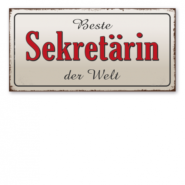 Retroschild / Vintage-Textschild Beste Sekretärin der Welt