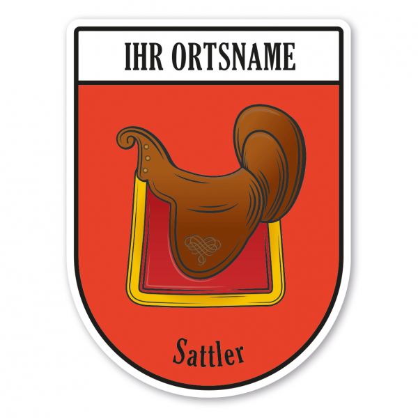 Maibaumschild / Zunftwappen Sattler mit Zunftnamen, Ortsnamen oder Ihrem Wunschtext - Wappen BL