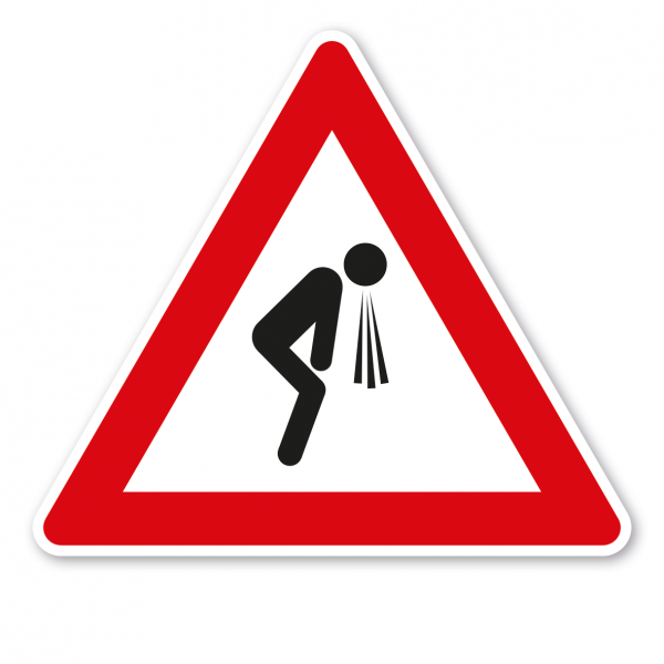Verkehrsschild Vorsicht - Sich erbrechende Personen unterwegs (kotzende) - stehend – FUN-VZ-01