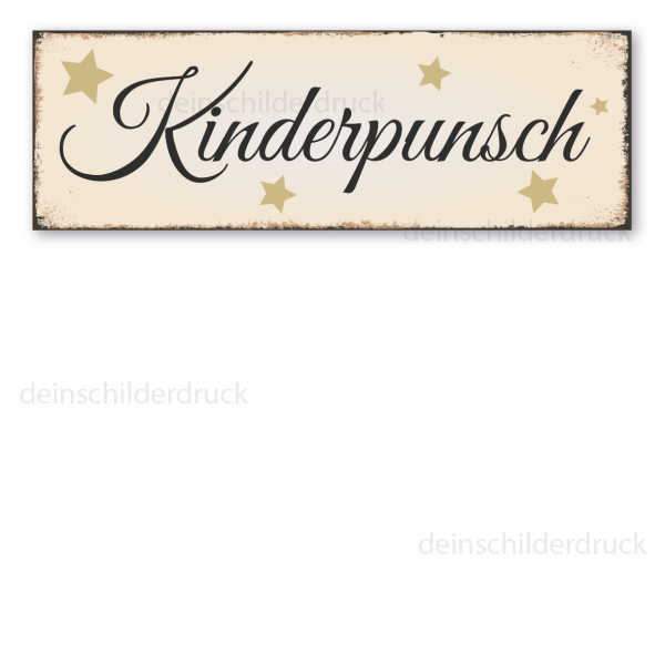 Schild für Weihnachtsmärkte Kinderpunsch in Retro-Ausführung