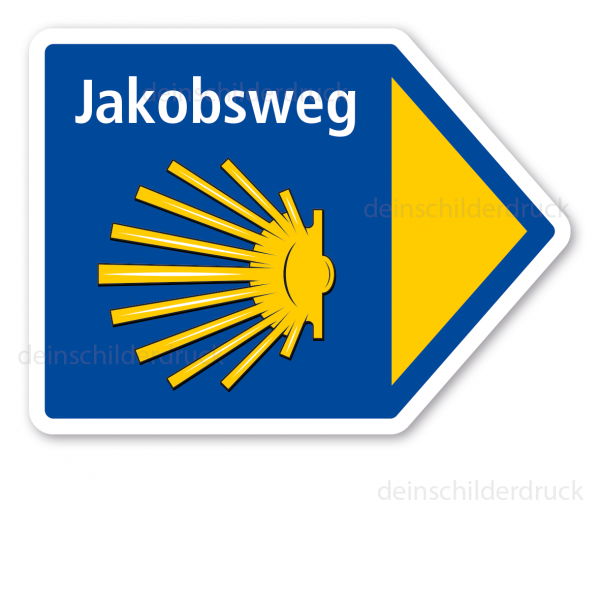 Pfeilschild Jakobsweg mit Jakobsmuschel – rechtsweisend