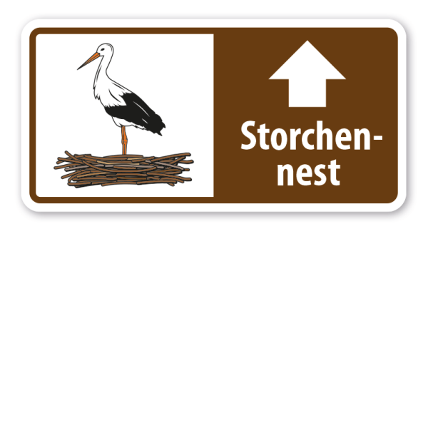 Hinweisschild Storchennest - mit Pfeil