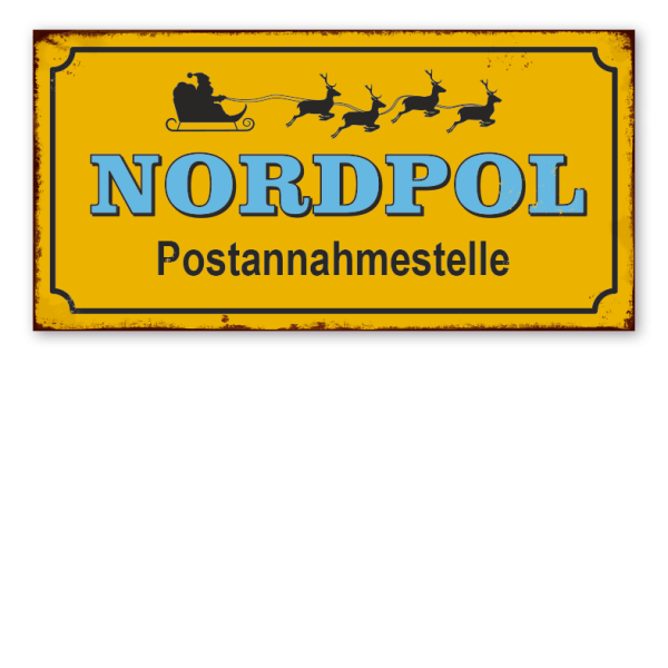 Retro Schild Nordpol - Postannahmestelle - Weihnachtsschild