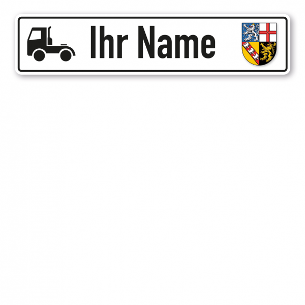 Truck / LKW - Schild mit Wunschtext und Bundeslandwappen - Saarland