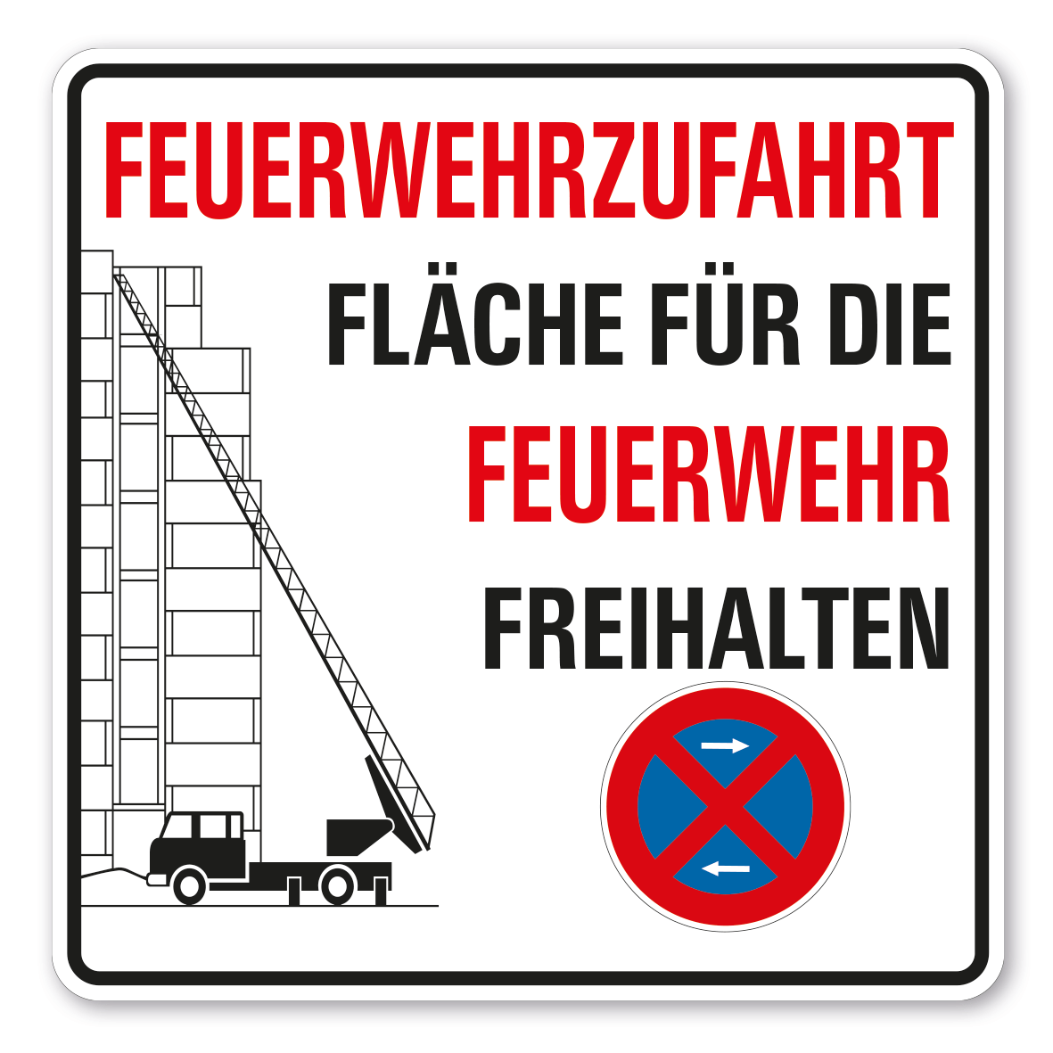 Feuerwehrschild VZ 2441, Rettungsweg für Feuerwehr freihalten