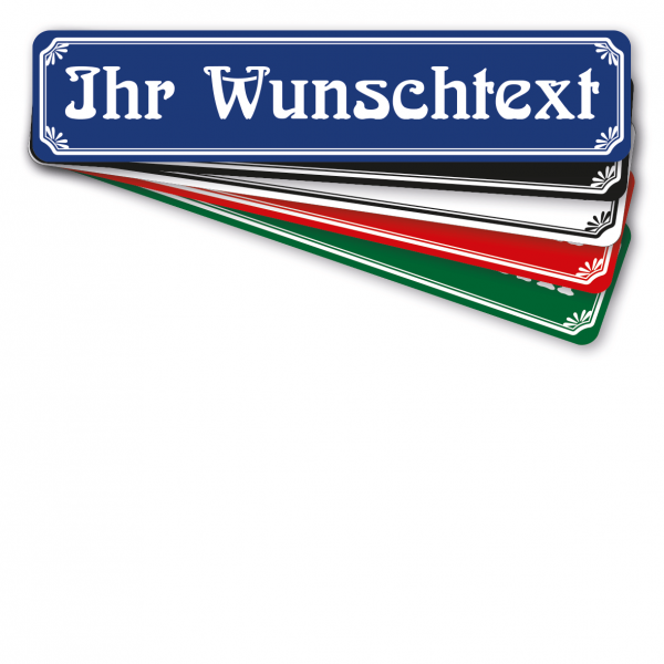 Straßenschild im Jugendstil in 5 Varianten nach individueller Textvorgabe