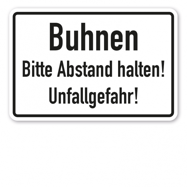 Schild Buhnen - Bitte Abstand halten