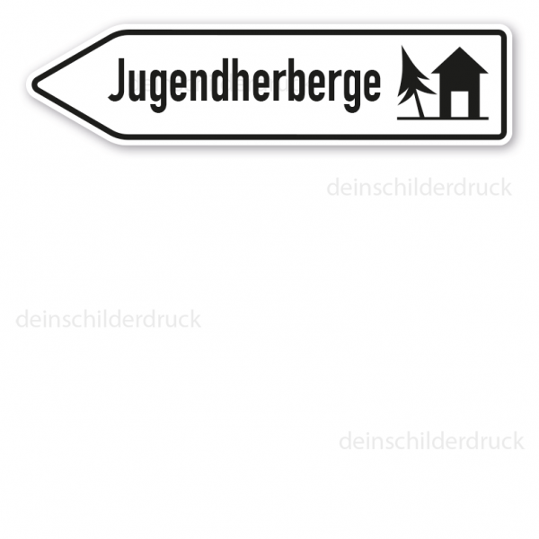 Pfeilschild / Pfeilwegweiser Jugendherberge - mit Symbol