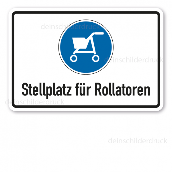 Gebotsschild Stellplatz für Rollatoren - Kombi