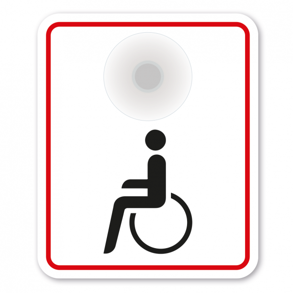 Saugnapfschild für Behinderte mit Behindertensymbol für Fahrzeugfrontscheiben – 100 x 120 mm