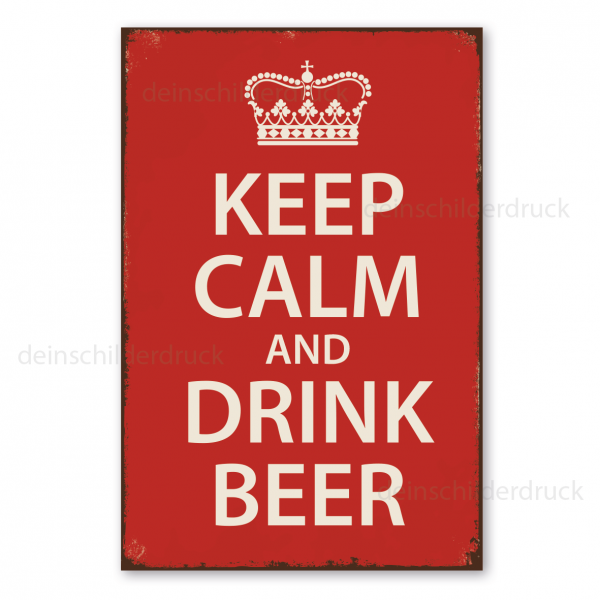 Retro Schild Keep calm and drink beer