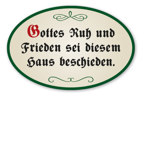 Hausschild - Haussegen Gottes Ruh und Frieden sei diesem Haus beschieden
