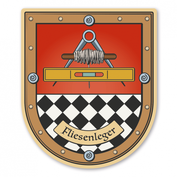 Maibaumschild / Zunftwappen Fliesenleger - mit Zunftnamen oder Ihrem Wunschtext - Wappen B