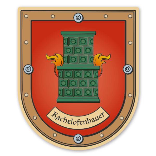 Maibaumschild / Zunftwappen Kachelofenbauer - mit Zunftnamen oder Ihrem Wunschtext - Wappen B