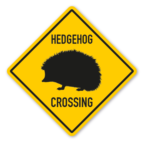 Warnschild Hedgehog (Igel) crossing - mit und ohne Text