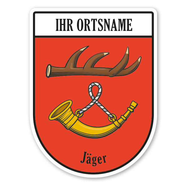 Maibaumschild / Zunftwappen Jäger mit Zunftnamen, Ortsnamen oder Ihrem Wunschtext - Wappen BL