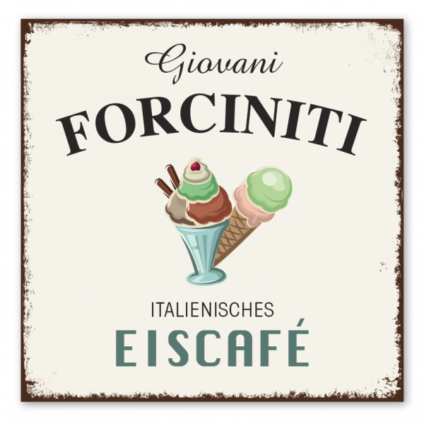 Retroschild Italienisches Eiscafé – mit Ihrem Namen