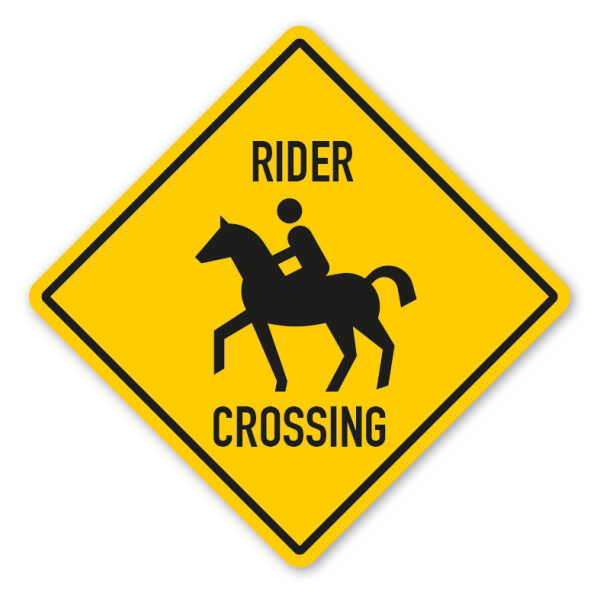 Warnschild Rider (Horse) crossing - mit und ohne Text