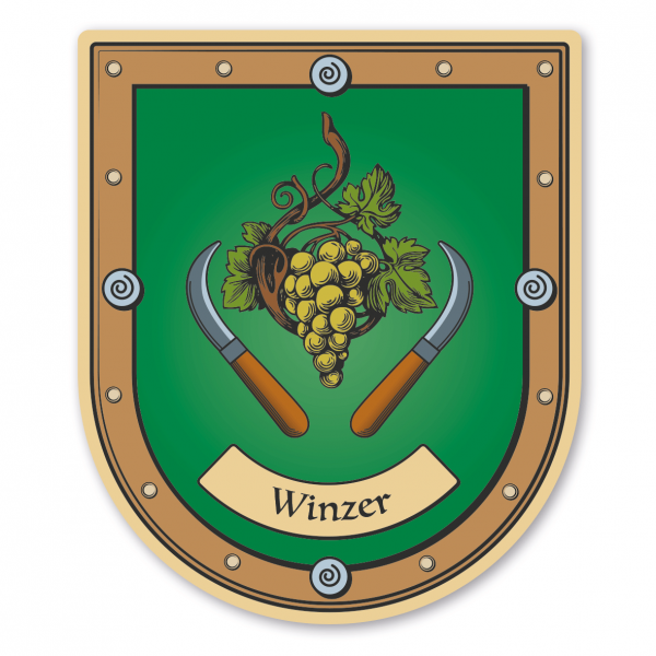 Maibaumschild / Zunftwappen Winzer (gelbe Trauben) mit Zunftnamen oder Ihrem Wunschtext - Wappen B