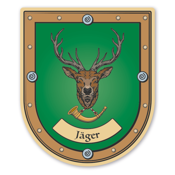 Maibaumschild / Zunftwappen Jäger - Hirsch - mit Zunftnamen oder Ihrem Wunschtext - Wappen B