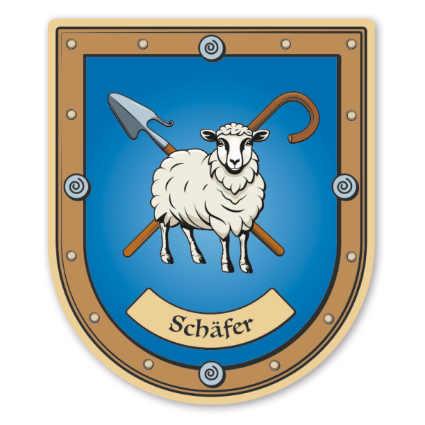 Maibaumschild / Zunftwappen Schäfer - Schafhirte - mit Zunftnamen oder Ihrem Wunschtext - Wappen B