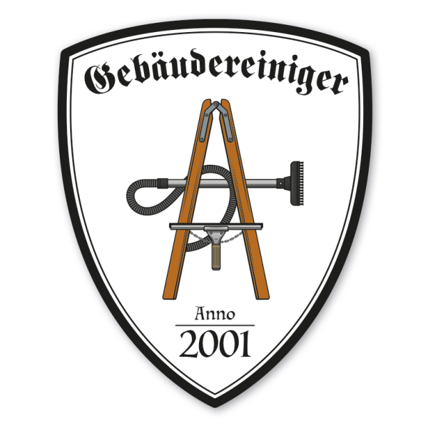 Zunftwappen Gebäudereiniger mit Zunftnamen, Gründungsjahr oder Ihrem Wunschtext - Maibaumschild - Wappen W