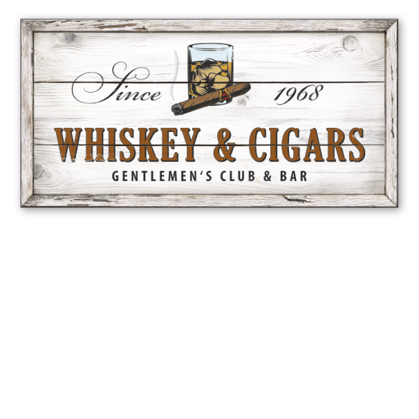 Retroschild Whiskey & Cigars - mit Ihrer Jahresangabe