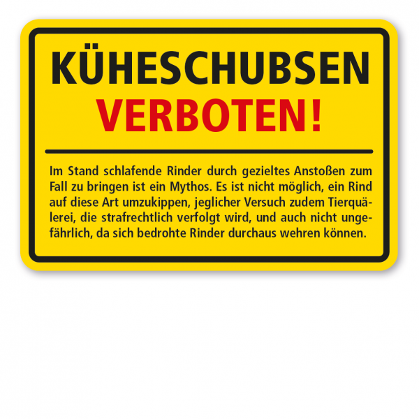 Weideschild Küheschubsen - Kuhschubsen verboten