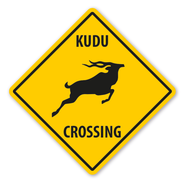 Warnschild Kudu crossing - mit und ohne Text