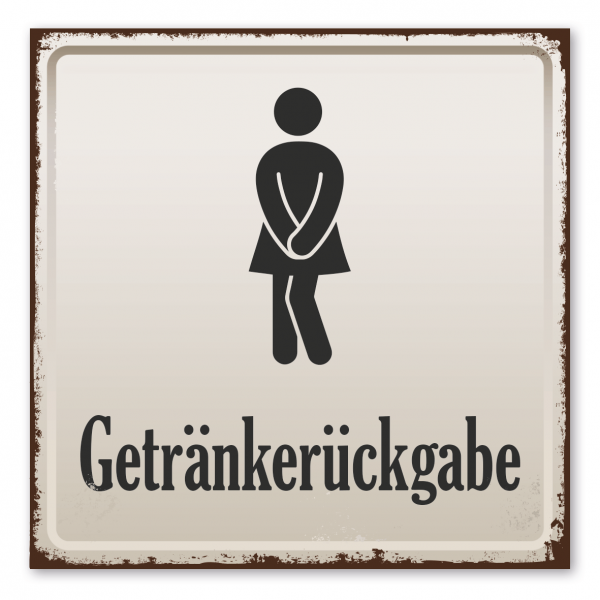 Retroschild / Vintage-Schild Getränkerückgabe - Frauen