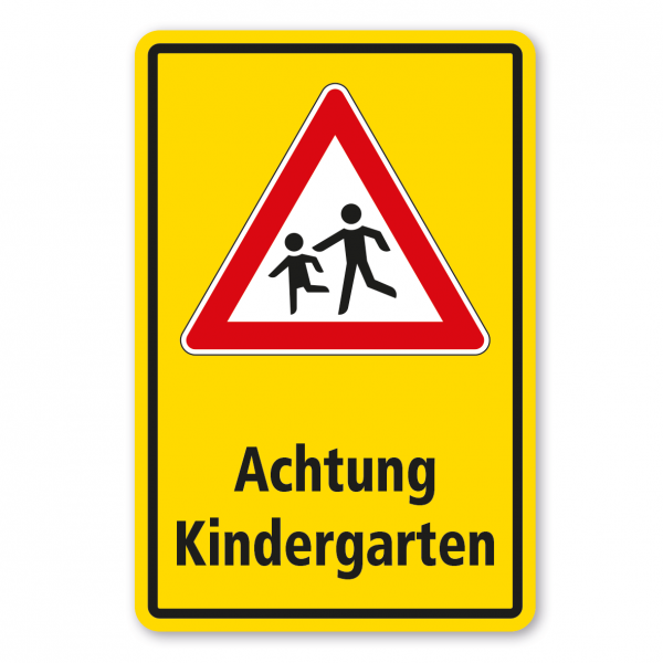 Kinderschild / Verkehrsschild Achtung Kindergarten - Kombi