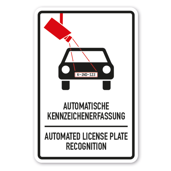 Schild Automatische Kennzeichenerfassung - Automated License Plate  Recognition - HW-TS-233