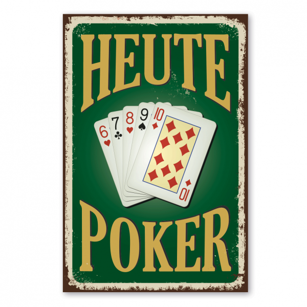 Retroschild / Vintage-Schild Heute Poker