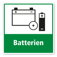 Schild zur Abfalltrennung - Batterien Schild zur Abfalltrennung - Batterien