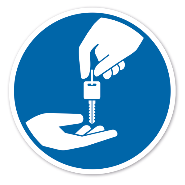 Gebotszeichen Schlüssel abgeben - überreichen