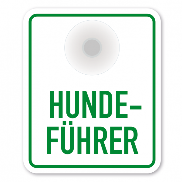 Saugnapfschild / Einsatzschild Hundeführer für Fahrzeugfrontscheiben – 100 x 120 mm