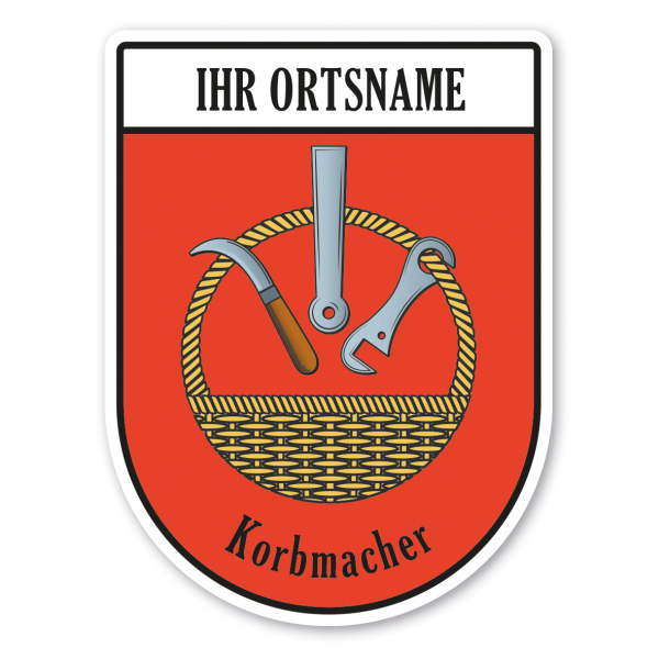 Maibaumschild / Zunftwappen Korbmacher - Korbflechter mit Zunftnamen, Ortsnamen oder Ihrem Wunschtext - Wappen BL