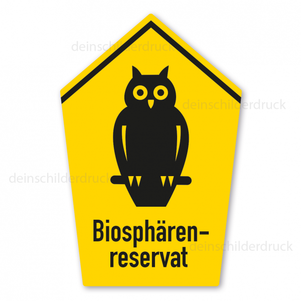 Hinweisschild Naturschutz Biosphärenreservat - mit Eule