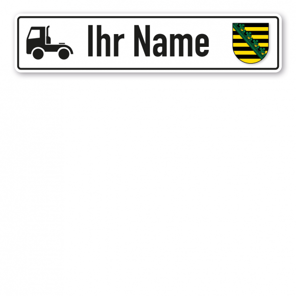 Truck / LKW - Schild mit Wunschtext und Bundeslandwappen - Sachsen