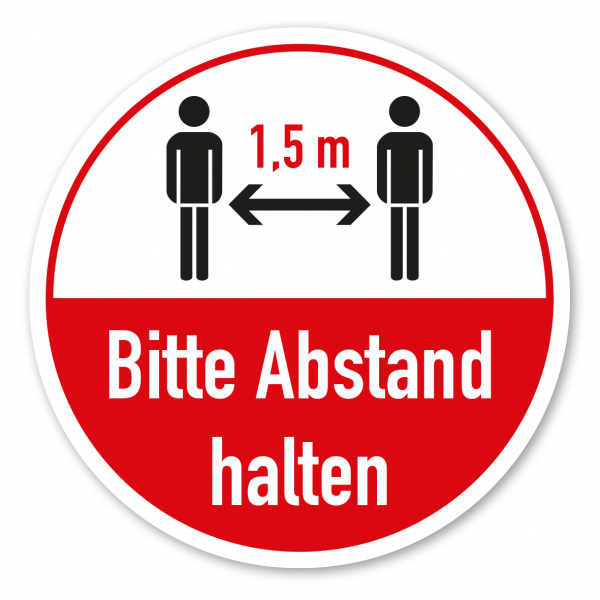 Hygienehinweis Bitte 1,5 m Abstand halten - als Aufkleber, Bodenkleber (rutschsicher) oder Schild