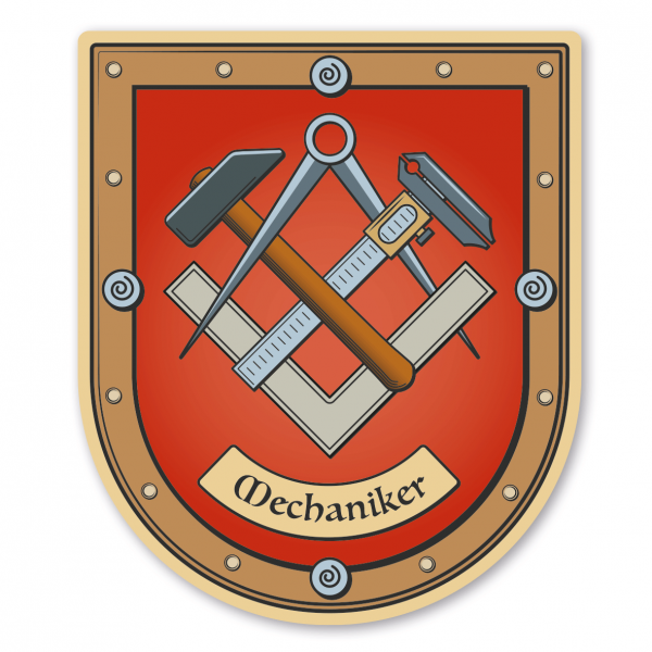 Maibaumschild / Zunftwappen Mechaniker mit Zunftnamen oder Ihrem Wunschtext - Wappen B