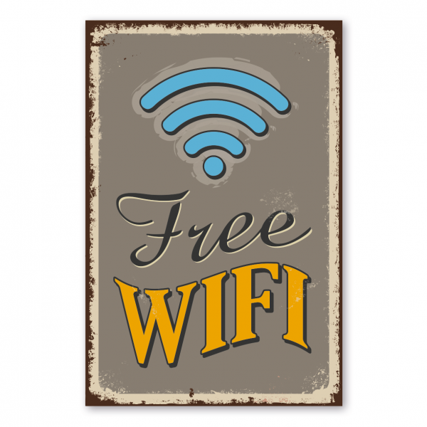 Retroschild / Vintage-Schild Free WIFI (freies WLAN)