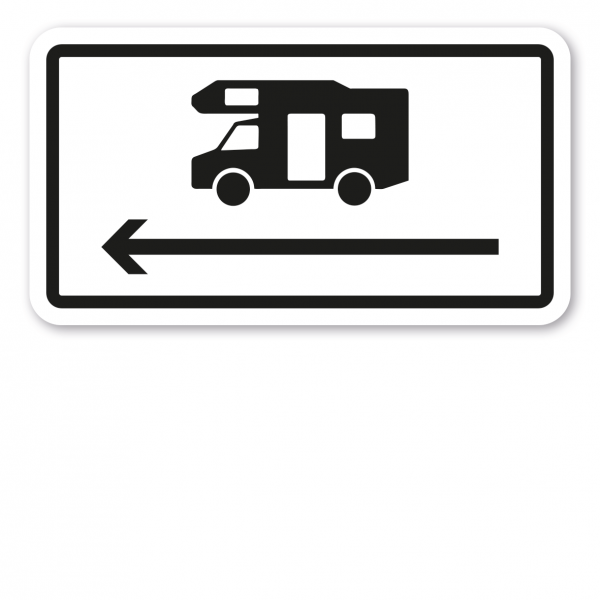 Zusatzzeichen Wohnmobile mit Richtungspfeil links - Verkehrsschild VZ-1010-67-PL
