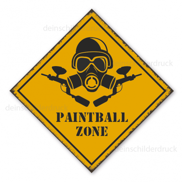 Retroschild / Vintage-Warnschild Paintball Zone
